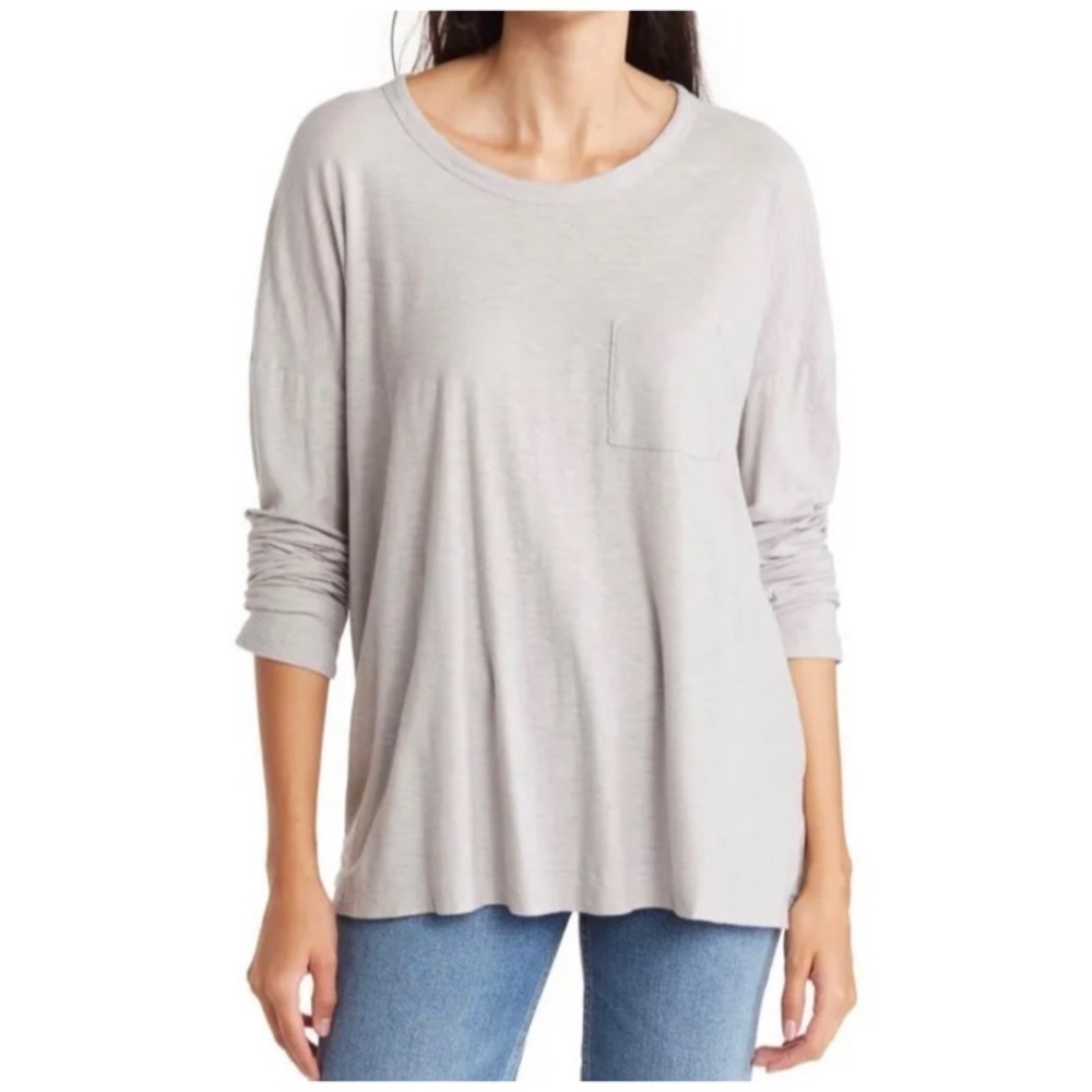 NEW STANDARD JAMES PERSE Long-Sleeve Pocket Tee in Fog